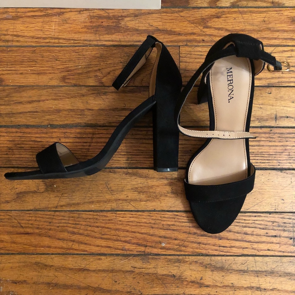 Black suede heels
